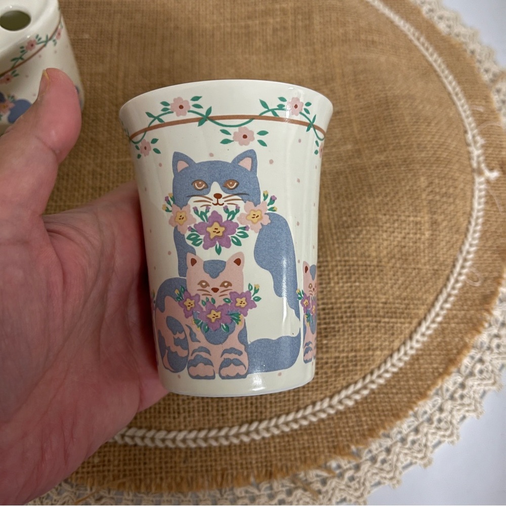 NWT vintage Japan 3pcs porcelain toothbrush holder /tumbler /loap dish gift set - Picture 6 of 11